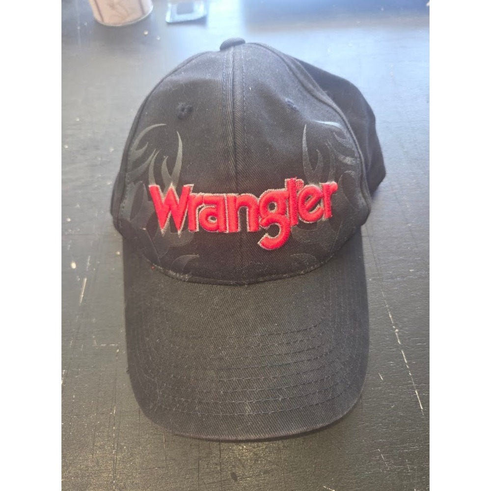 Wrangler Mens Baseball Cap Black Red Embroidered  Adjustable Hat